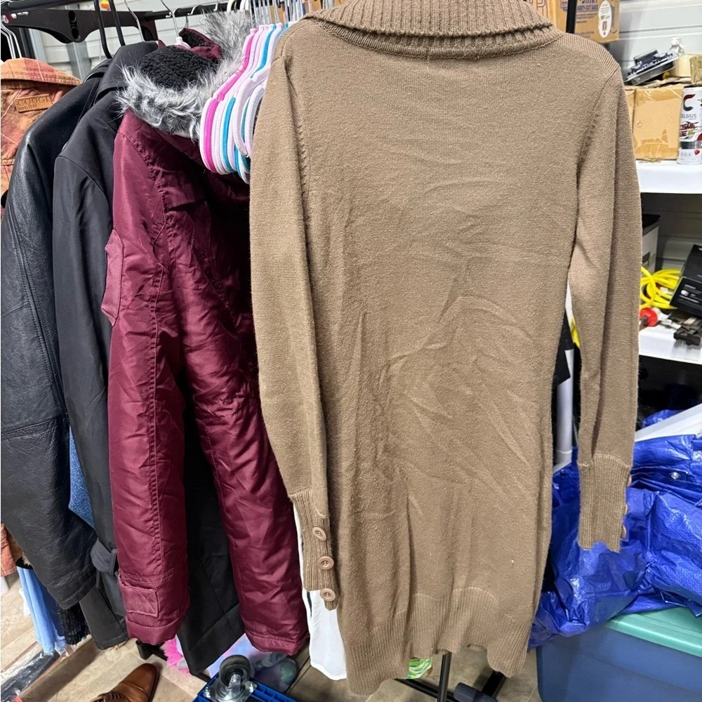 Say What? Tan Cowl Neck Sweater Dress - Picture 3 of 3